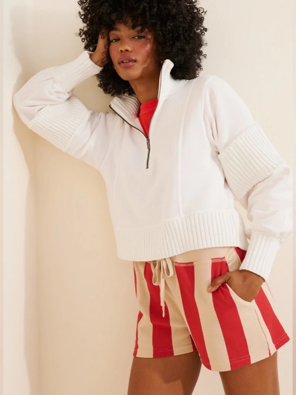 Anthropologie Daily Practice Indy Grab Pullover Sweatshirt White Dahlia NEW - Picture 4 of 7